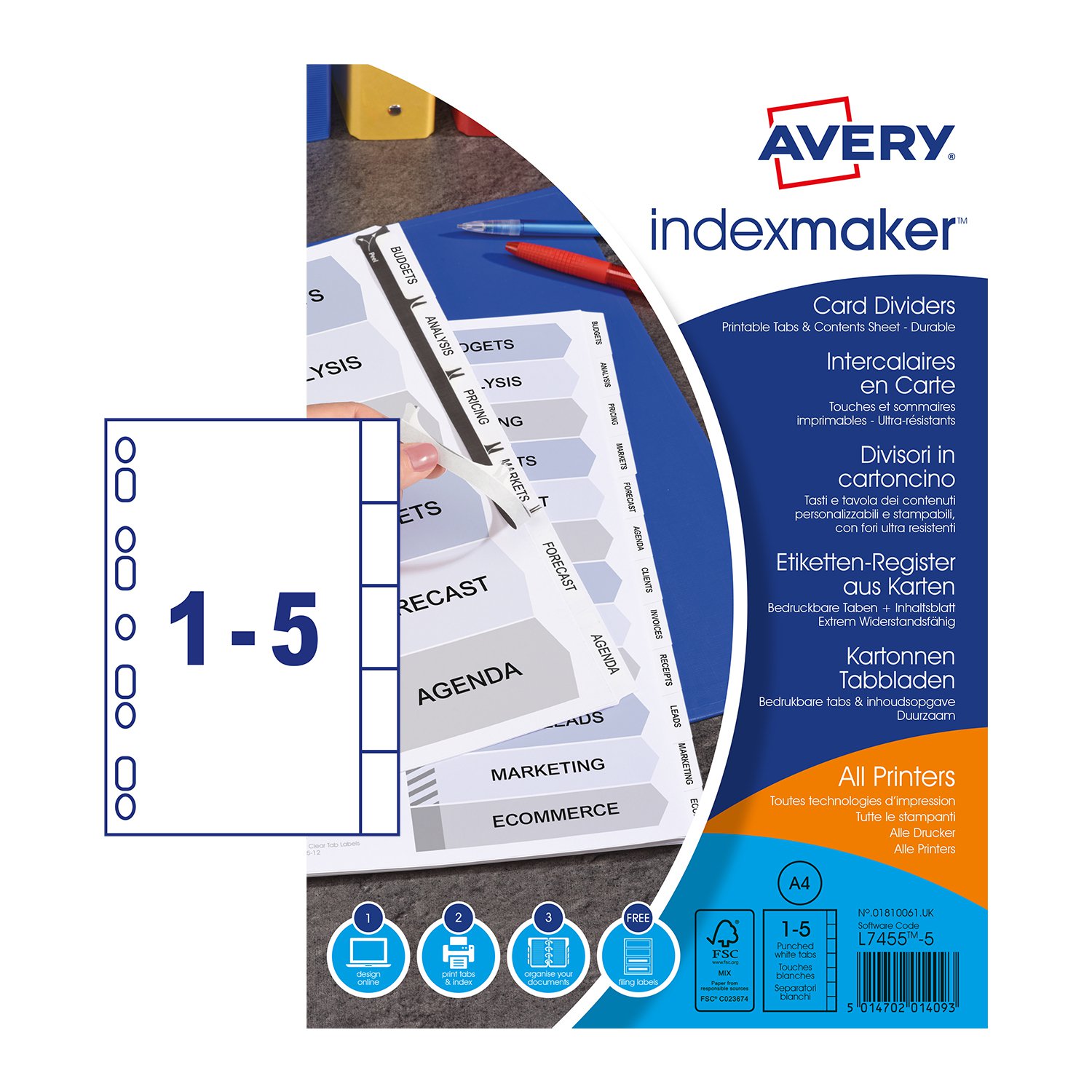 Avery Indexmaker A4 5 Part L7410-5M