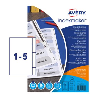 Avery IM A4 Unpunched Dividers 5-Part WH