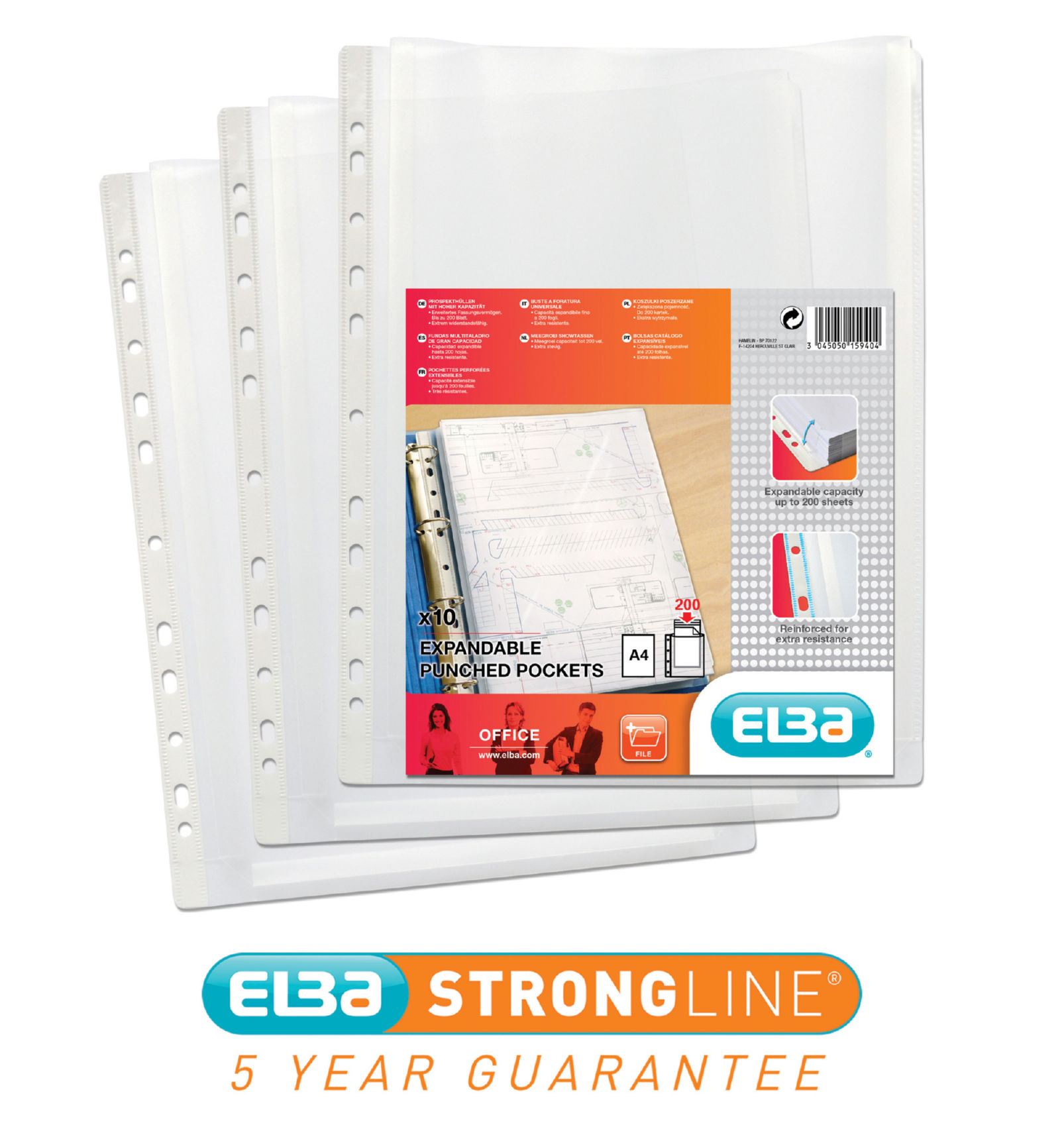 Elba A4 Clear Expanding Pkts PK10
