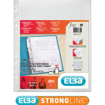 Elba Expndable Punch Pocket A4 Flap PK10
