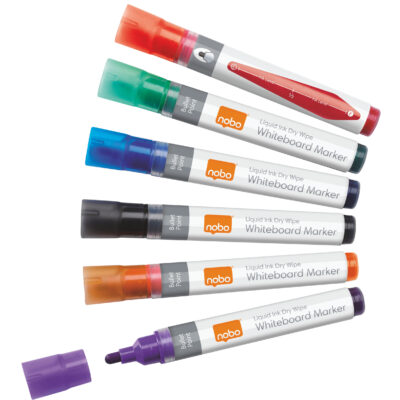 Nobo Lqd Ink Dry Markers Assorted PK6