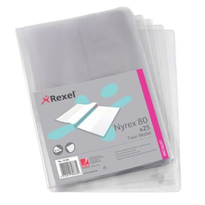 Rexel Nyrex Twin Wallet Clear PK25