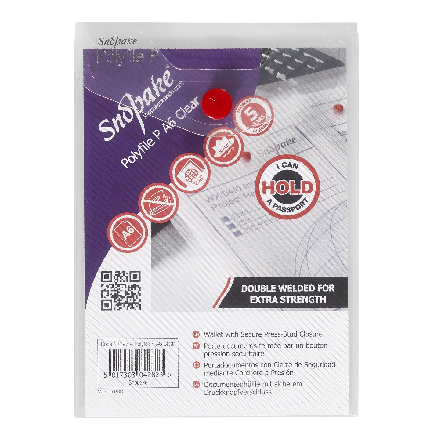 Polyfile Portrait Wallet A6 CLR PK5