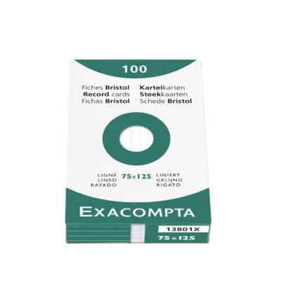 Exacompta Record Cards Lined 75X125MM WT
