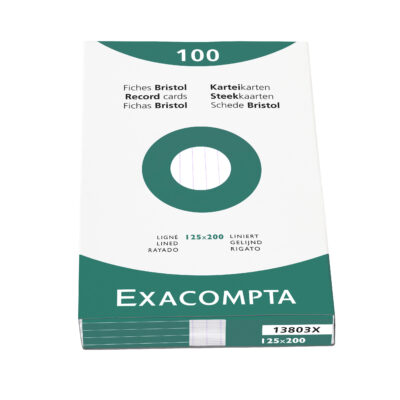 Exacompta Record Cards Lined125X200MM WT