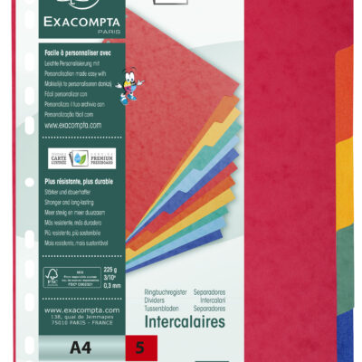 Exa Dividers 225g A4 5pt Plain