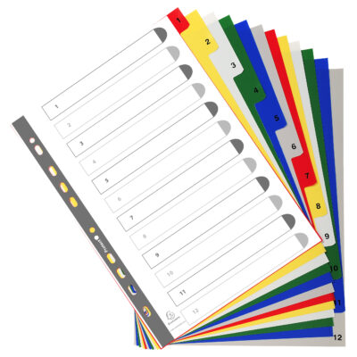 Exa PP A4 Index 1-12 Coloured Tabs