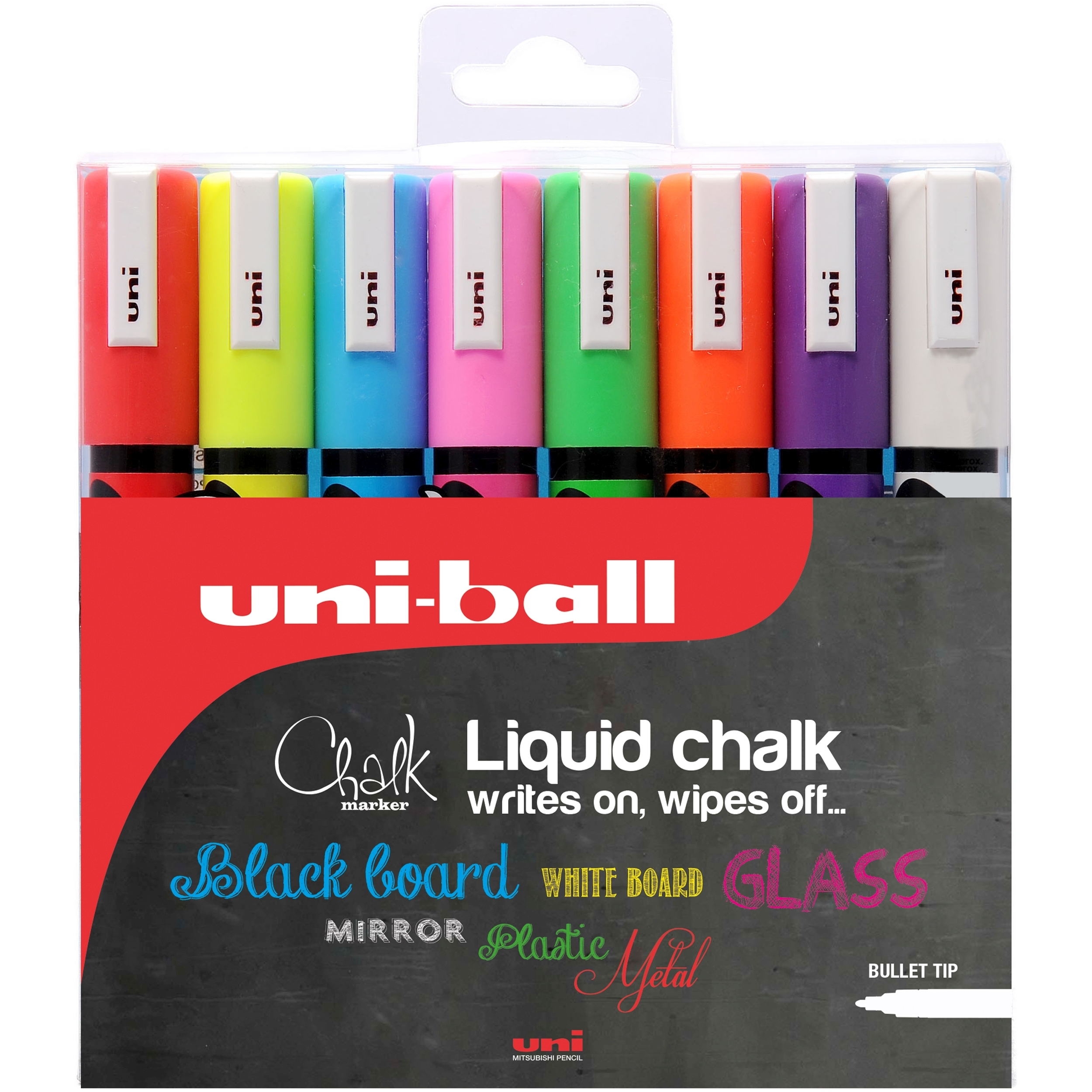 Uni Chalk B/Tip Medium Asstd PK8