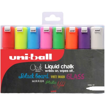 Uni Chalk C/ Tip Broad Asstd PK8