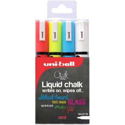 Uni Chalk Mrkr Med Blt Tip Asrd PK4