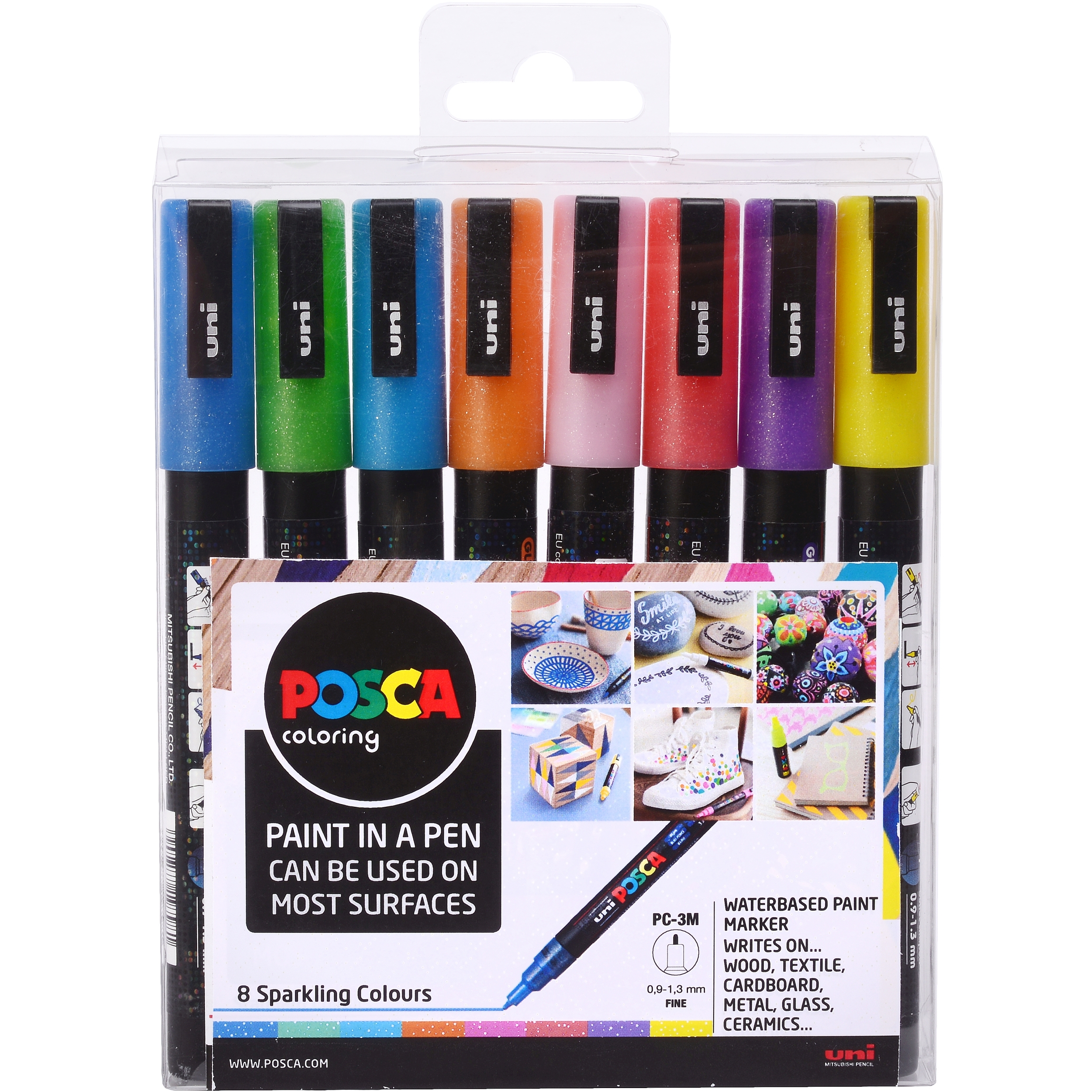 Posca PC-3M Paint Mrkr Asst Sparkl PK8