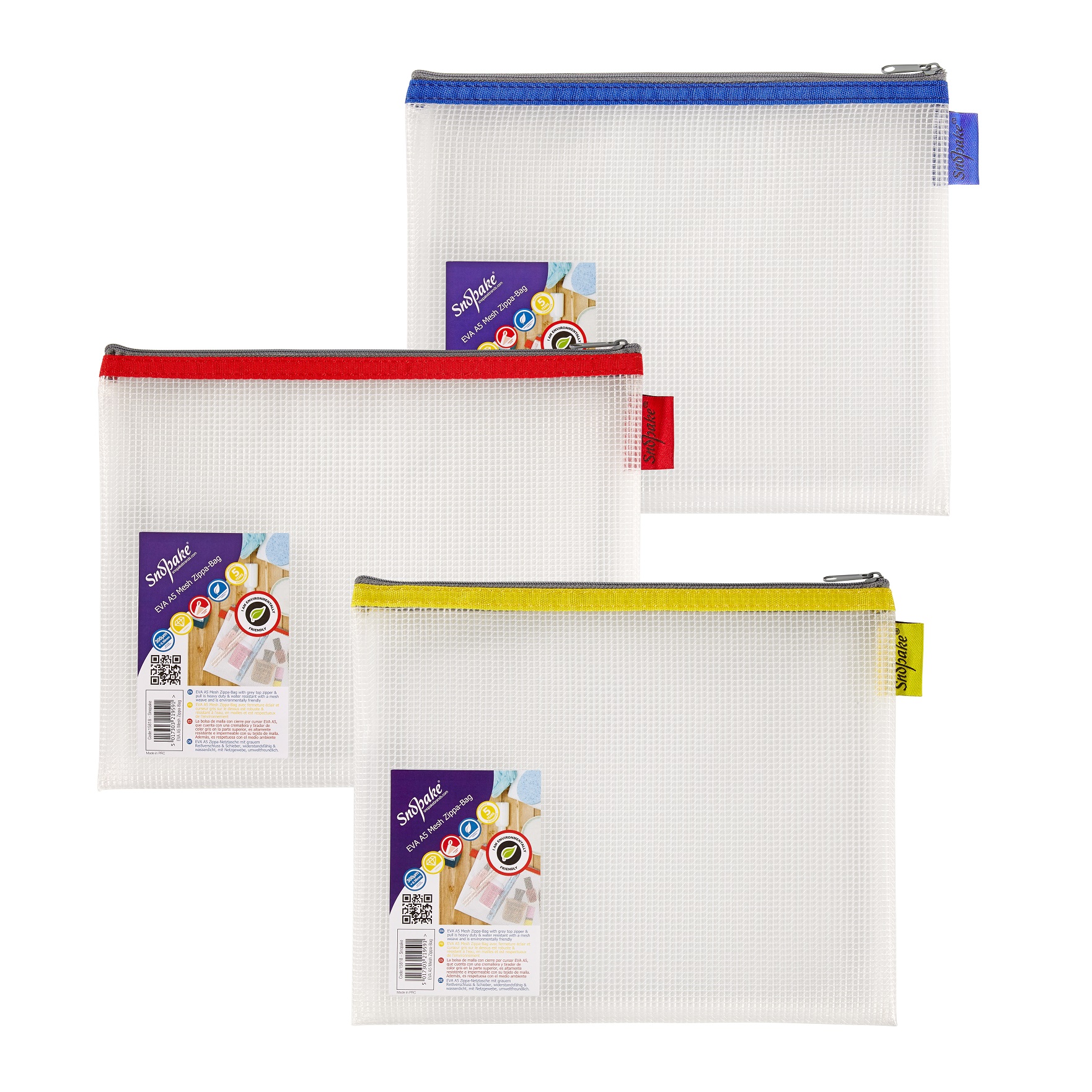 EVA Mesh Zippa Bag A5 Assorted PK3