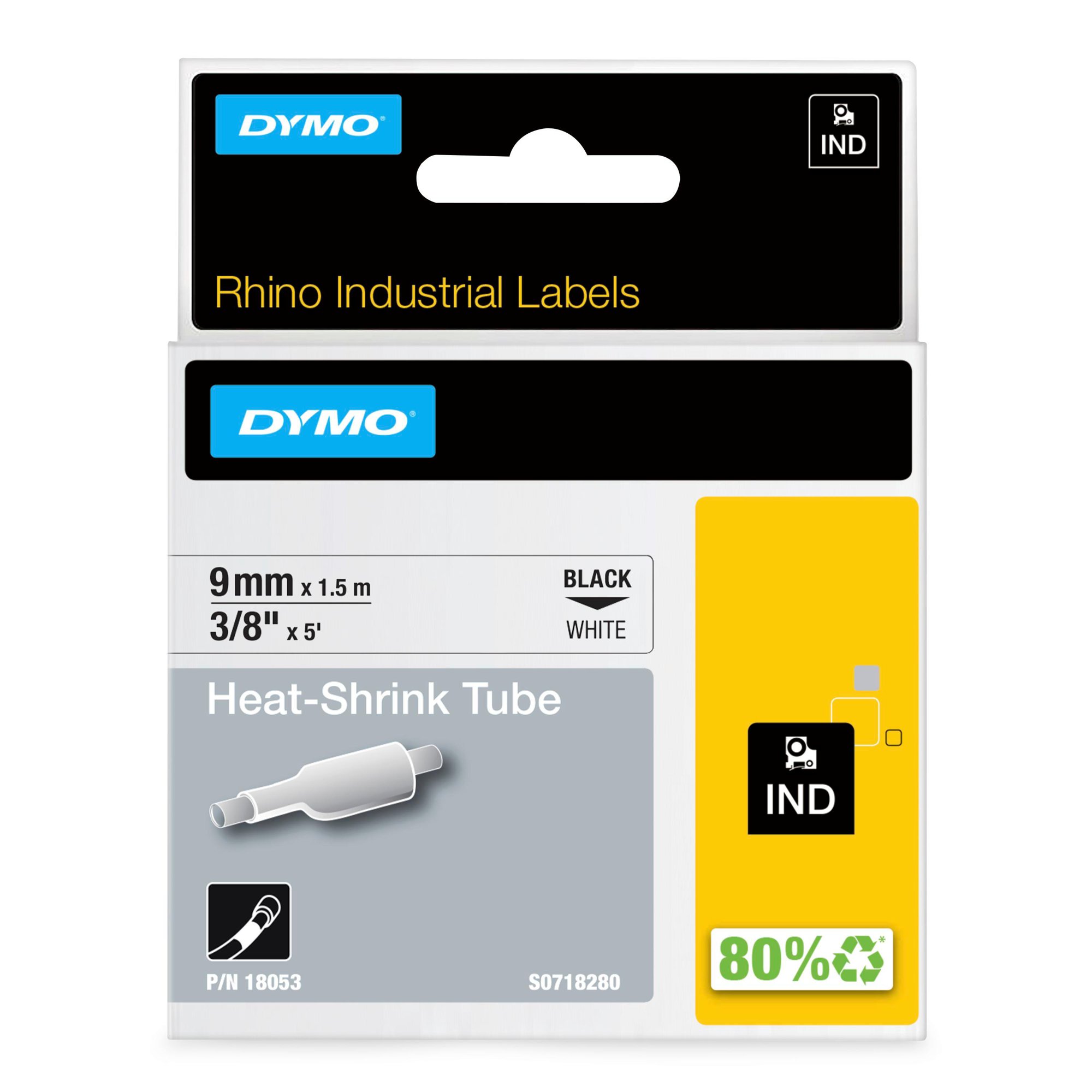 Rhino Heat Shrink Tube 9mm x 1.5m BK/WH