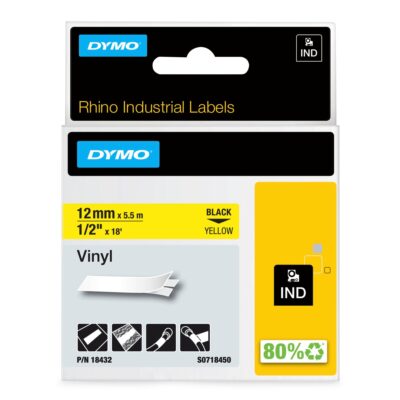 Rhino Vinyl LBL 12mm x 5.5m BK/Y