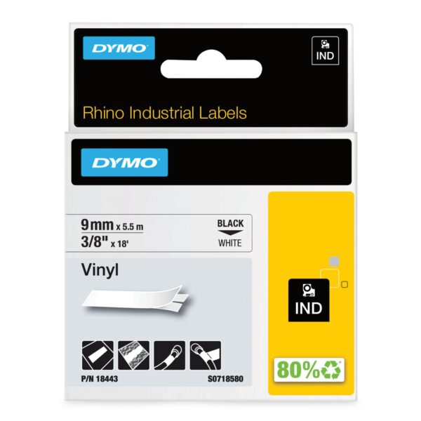 Rhino Vinyl Tape 9mm x 5.5m BK/WH