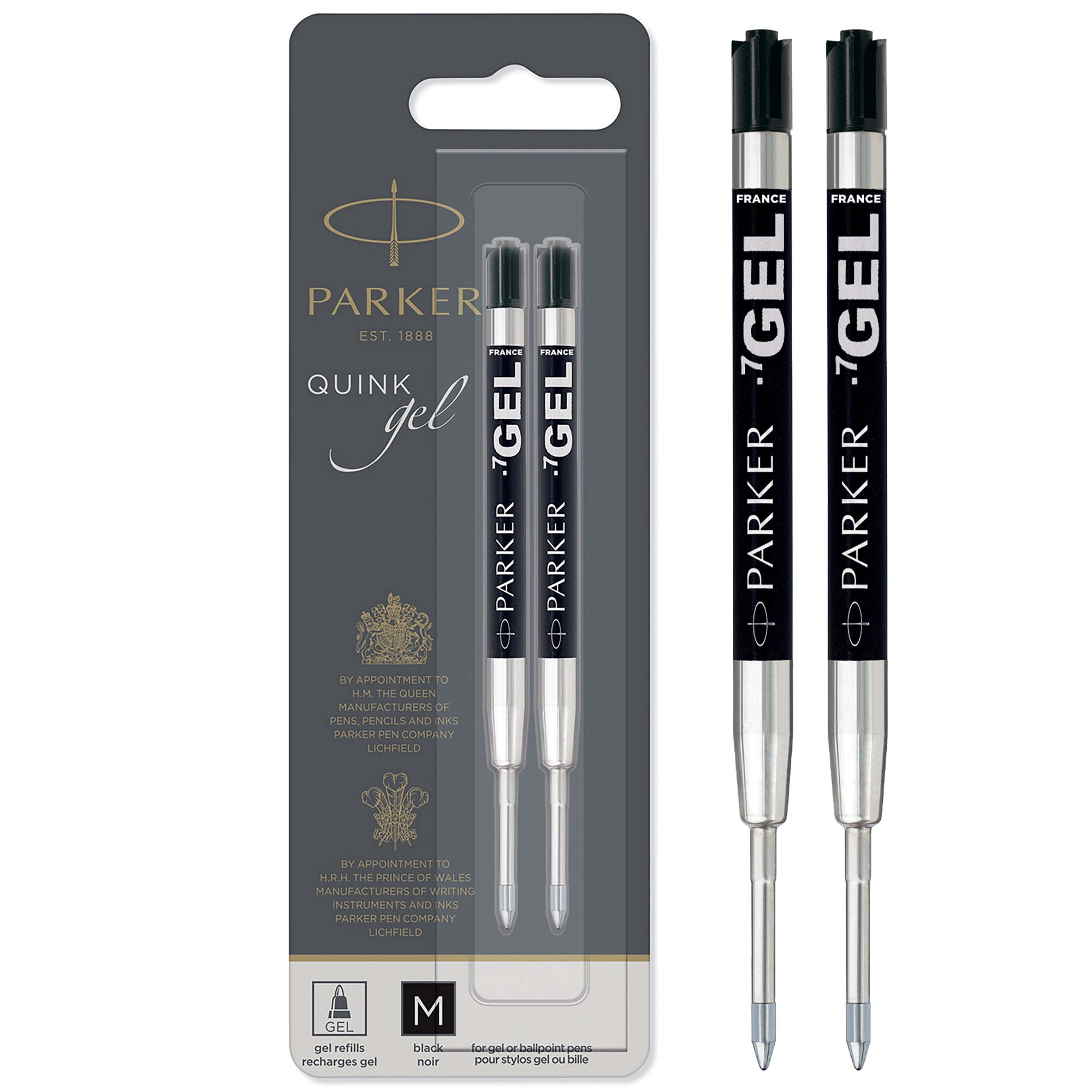 Parker Quink Gel Med Tip BK PK2