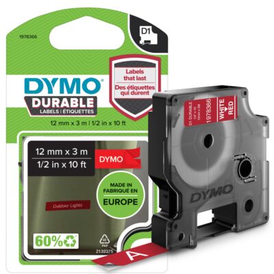 DYMO D1 Durable 12mmX3M WT on RD