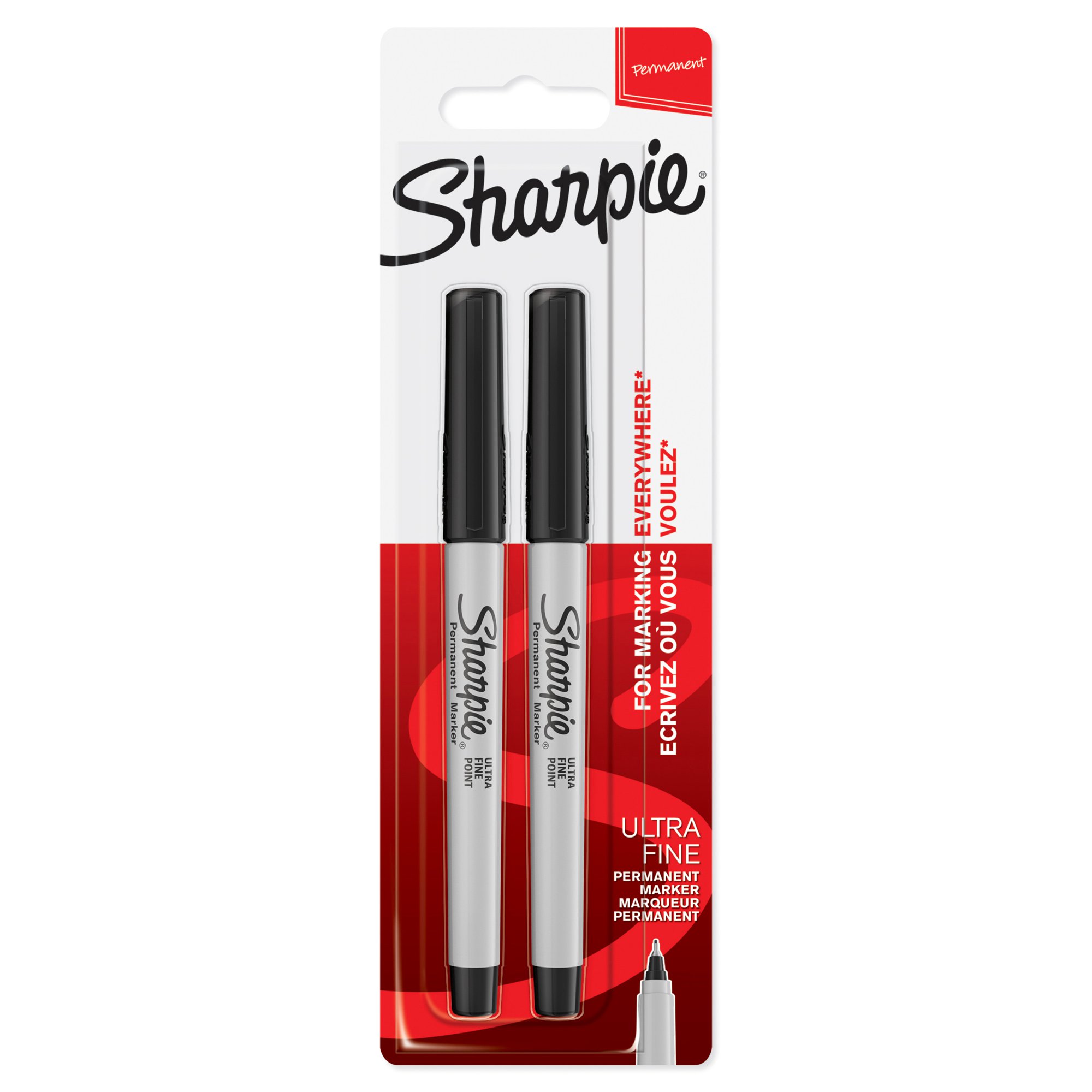 Sharpie Ultra Fine Perm Mrkr BK PK2