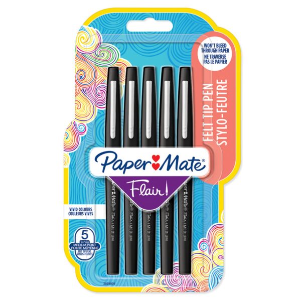 Paper Mate Flair Felt Tip BK PK5