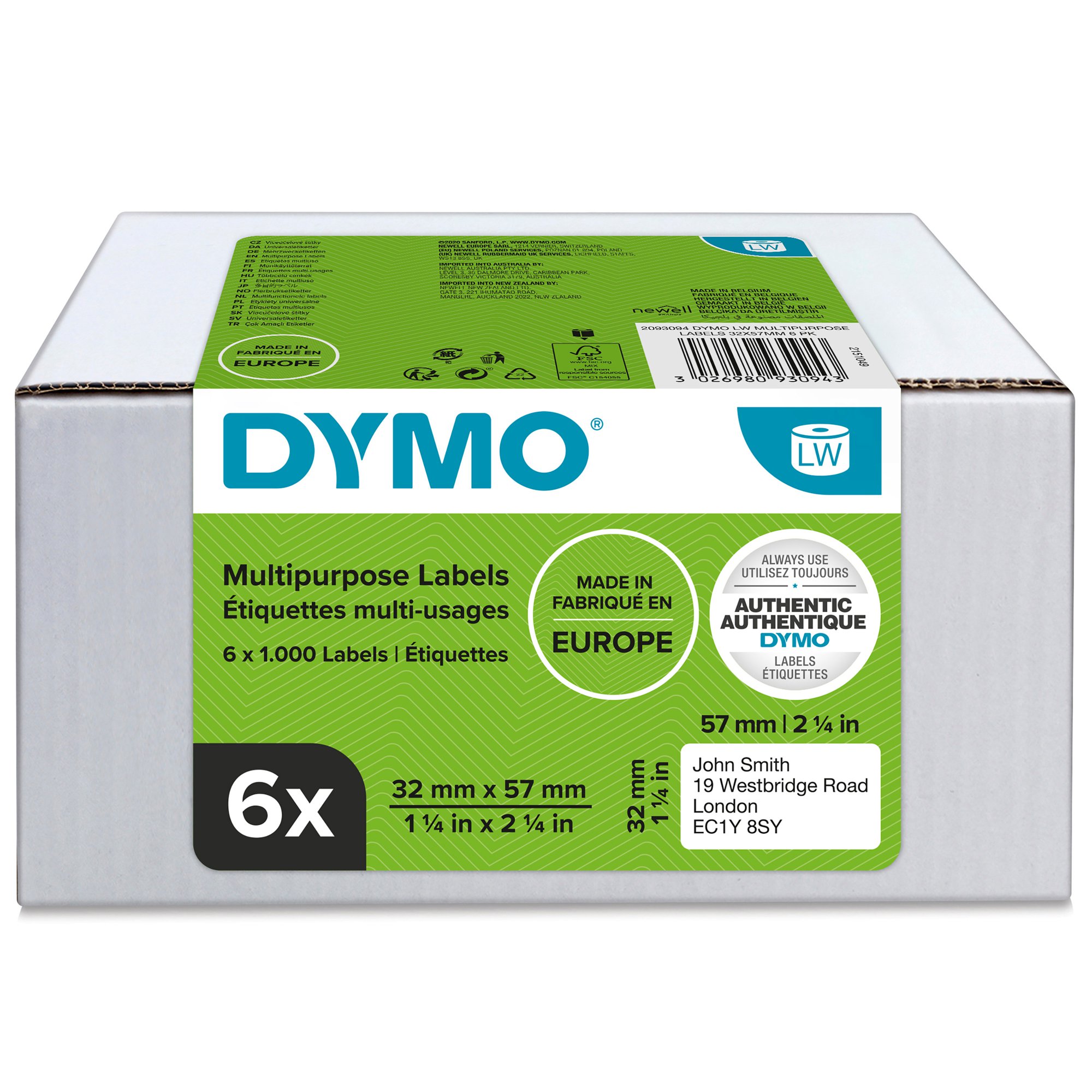 Dymo Multi-Purpose Label 32x57 PK6