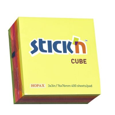 ValX Sticky Notes Cube76x76mm Neon Asstd