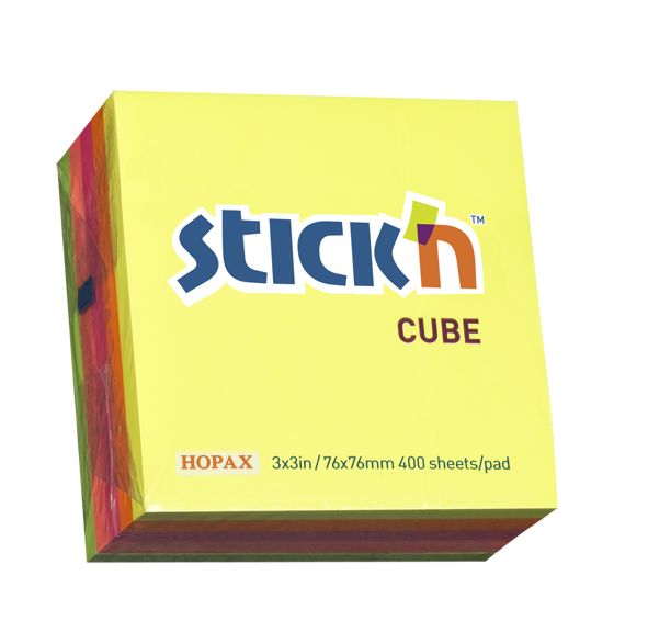 ValX Sticky Notes Cube76x76mm Neon Asstd