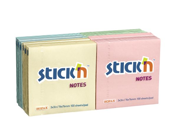 ValXSticky Notes76x76mm Astd Pastel PK12