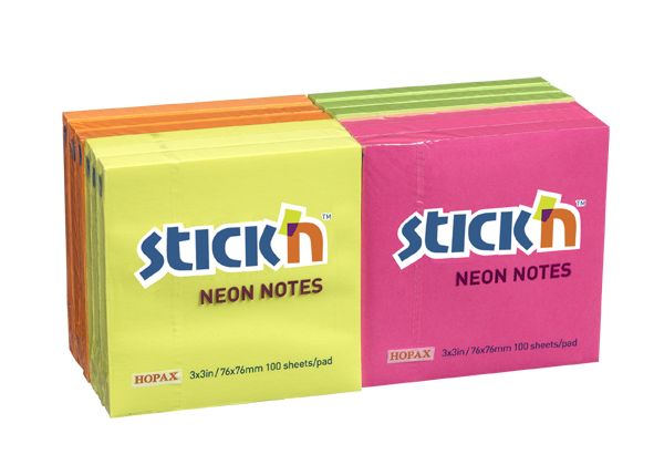 ValX Sticky Notes 76x76mm Neon Astd PK12