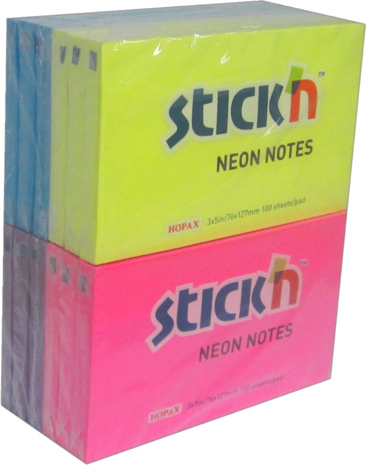 ValX Sticky Notes76x127mm Neon Astd PK12
