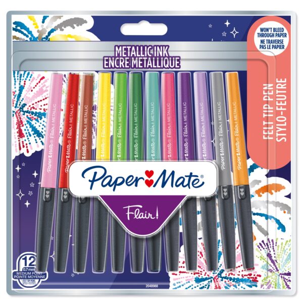 Paper Mate Metallic Felt Pen Asst PK12