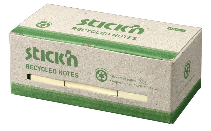 Stickn Recycled Notes 38x51mm YW PK12