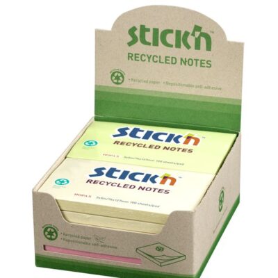 Stickn Recycled Notes 76x127mm Astd PK12
