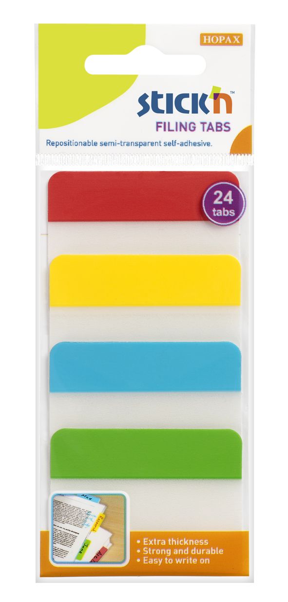 Valx Filing Tabs 38x51mm 4 Col PK24