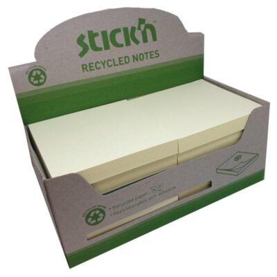 Stickn Recycled Notes 76x76mm PK12