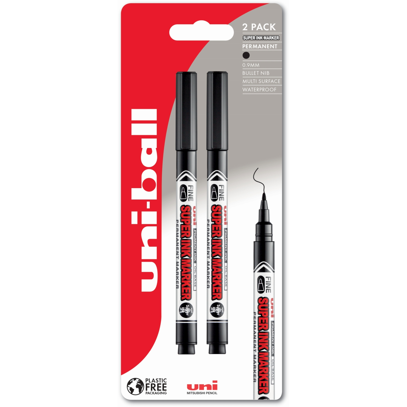 Uni Super Ink Marker PNA-125 BK PFP PK2