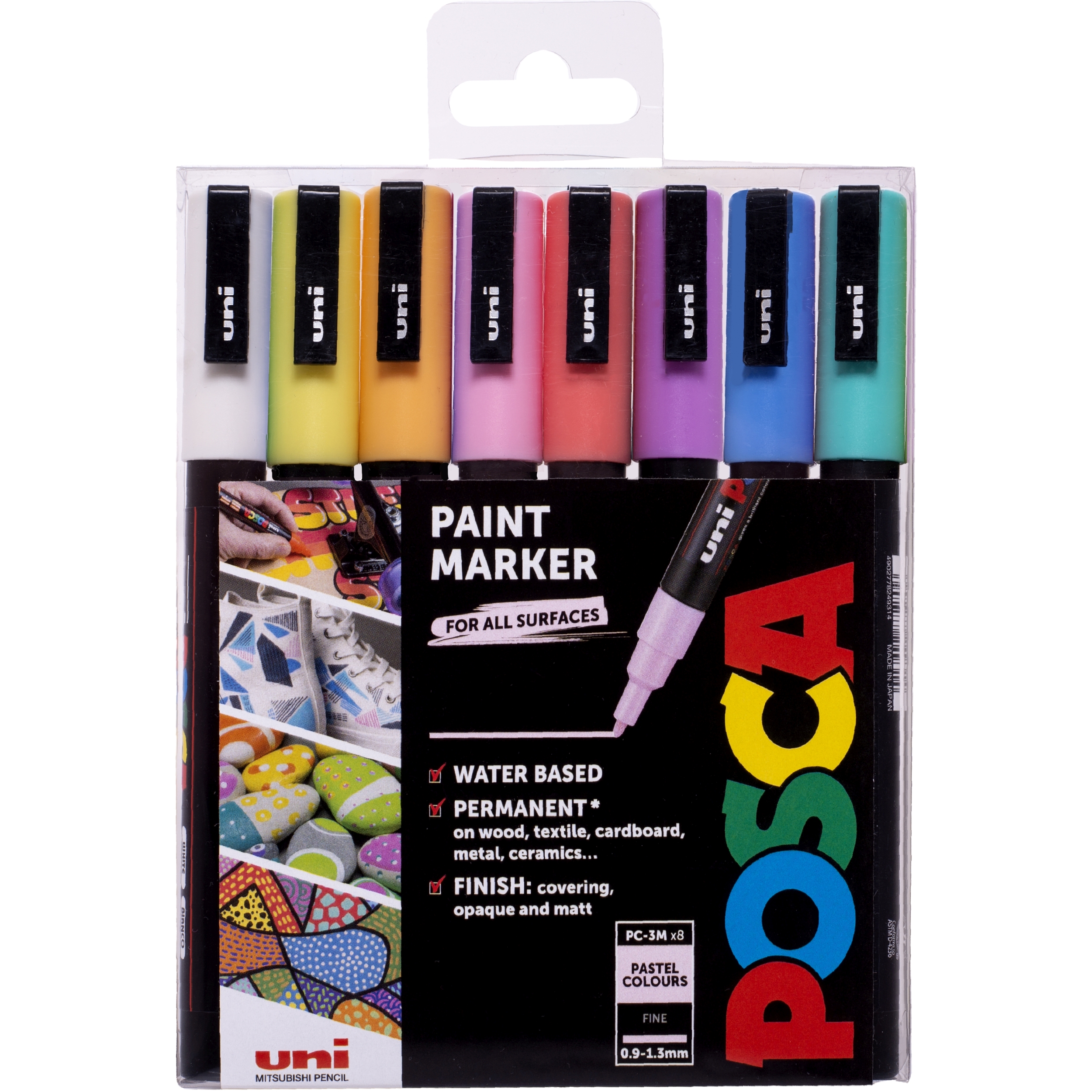 Posca PC-3M Paint Mrkr Asst Pastel PK8