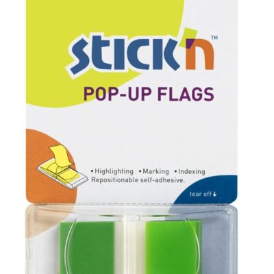 Valx Pop-Up Flags 45x25mm Tabs GN PK50