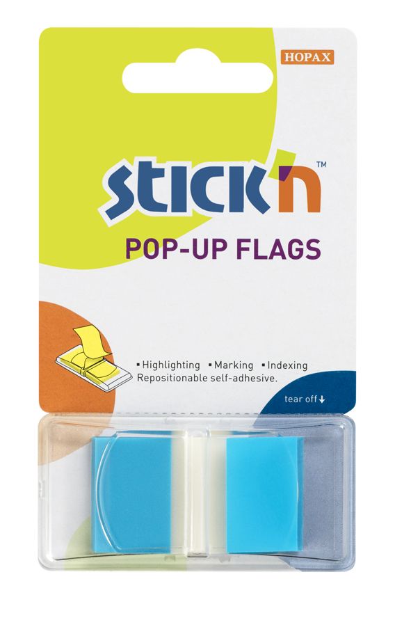 Valx Pop-Up Flags 45x25mm Tabs Blue PK50