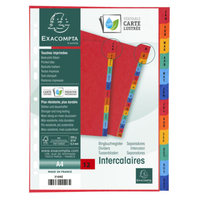 Jan-Dec Dividers A4 Assorted