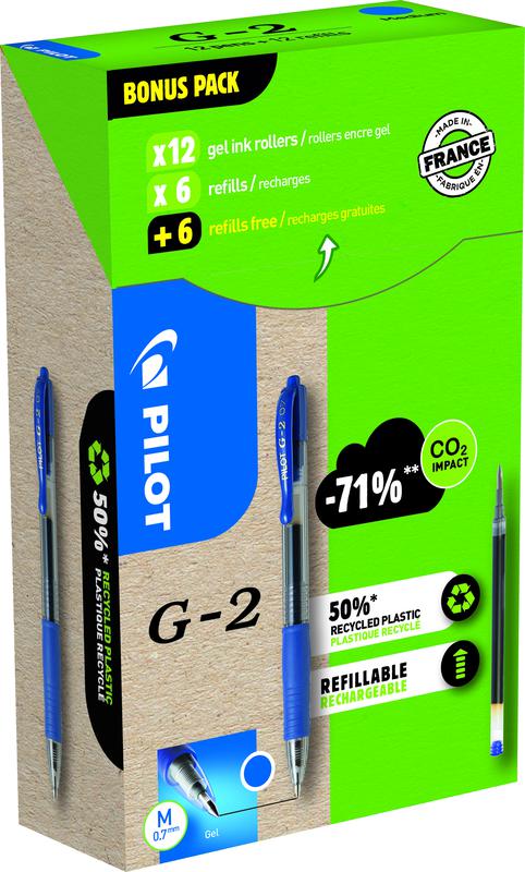 Pilot G-2 0.7mm Gel BL 12 Pens+Refills