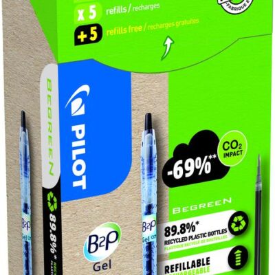 Pilot B2P Eco Gel 0.7 BK 10 Pens+Refills