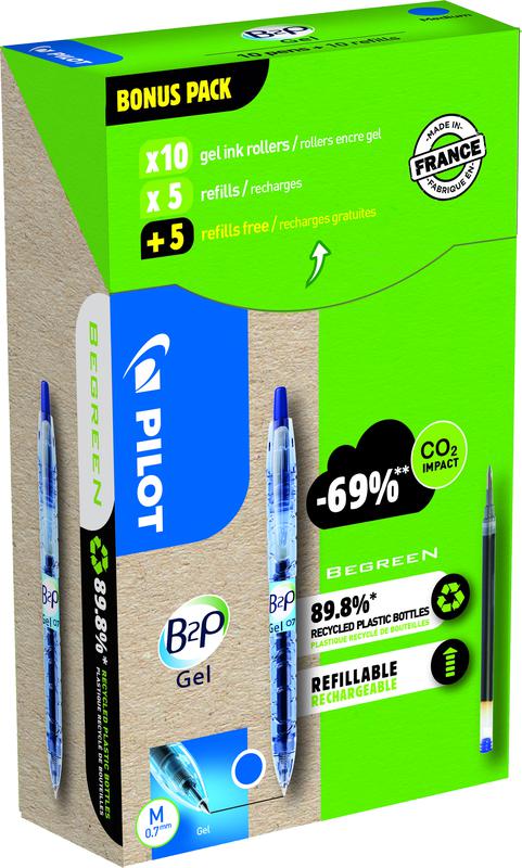 Pilot B2P Eco Gel 0.7 BL 10 Pens+Refills