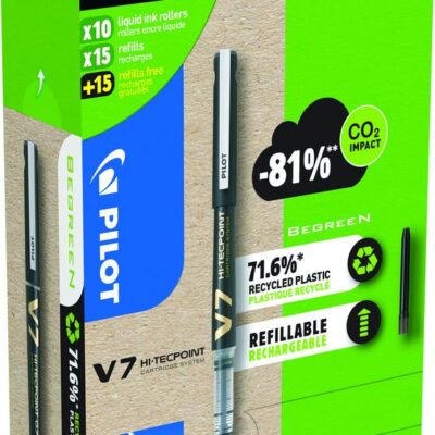 Pilot V7 Eco 0.7 BK 10 Pens+30 Refills