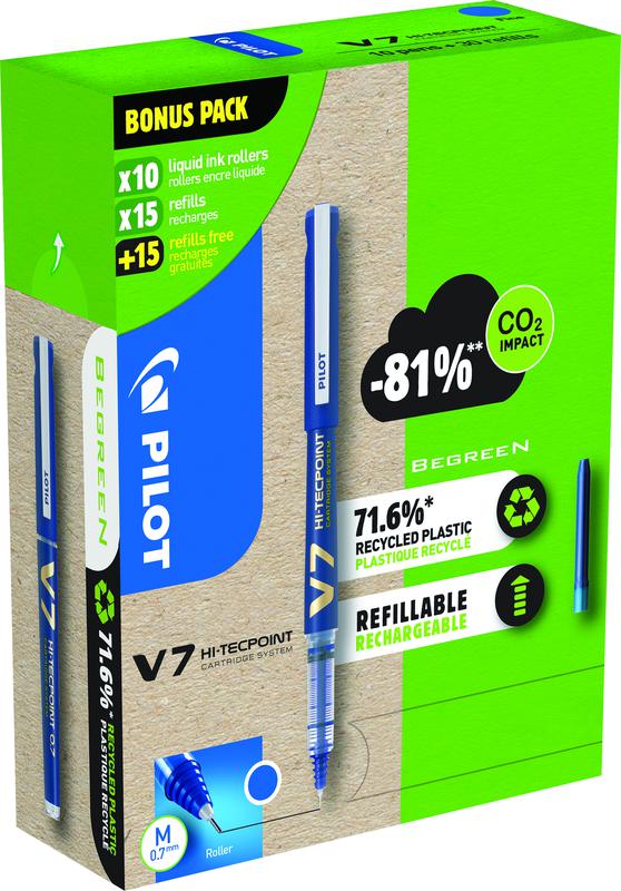 Pilot V7 Eco 0.7 BL 10 Pens+30 Refills