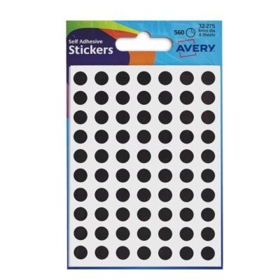 Avery Round Labels 8mm Dia BK PK560