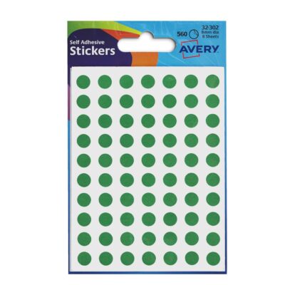 Avery Labels 8mm Dia GN Pk10 560 Labels