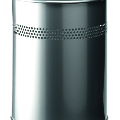 Waste Bin Metal Round Perf 15L 30mm Silv