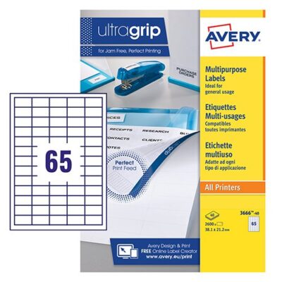 Avery Multi-Purp Labels 38x21.2mm PK2600