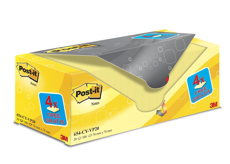 Post-It Canary 76x76mm Value Pack PK20