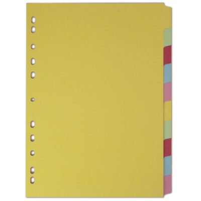 Elba Divider A4 Coloured Card 10 Part